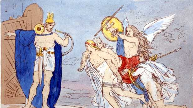 Three valkyries bring the body of a slain warrior to Valhalla, or: Dan Sundheim leaves Viking Global. (Lorenz Frølich [Public domain])