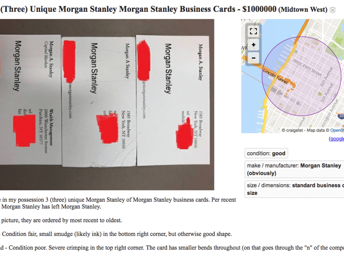 Former Morgan Stanley Trader Not Looking To Make A Quick Million On Business Cards That Led To Most Annoying Moments Of His Life Dealbreaker